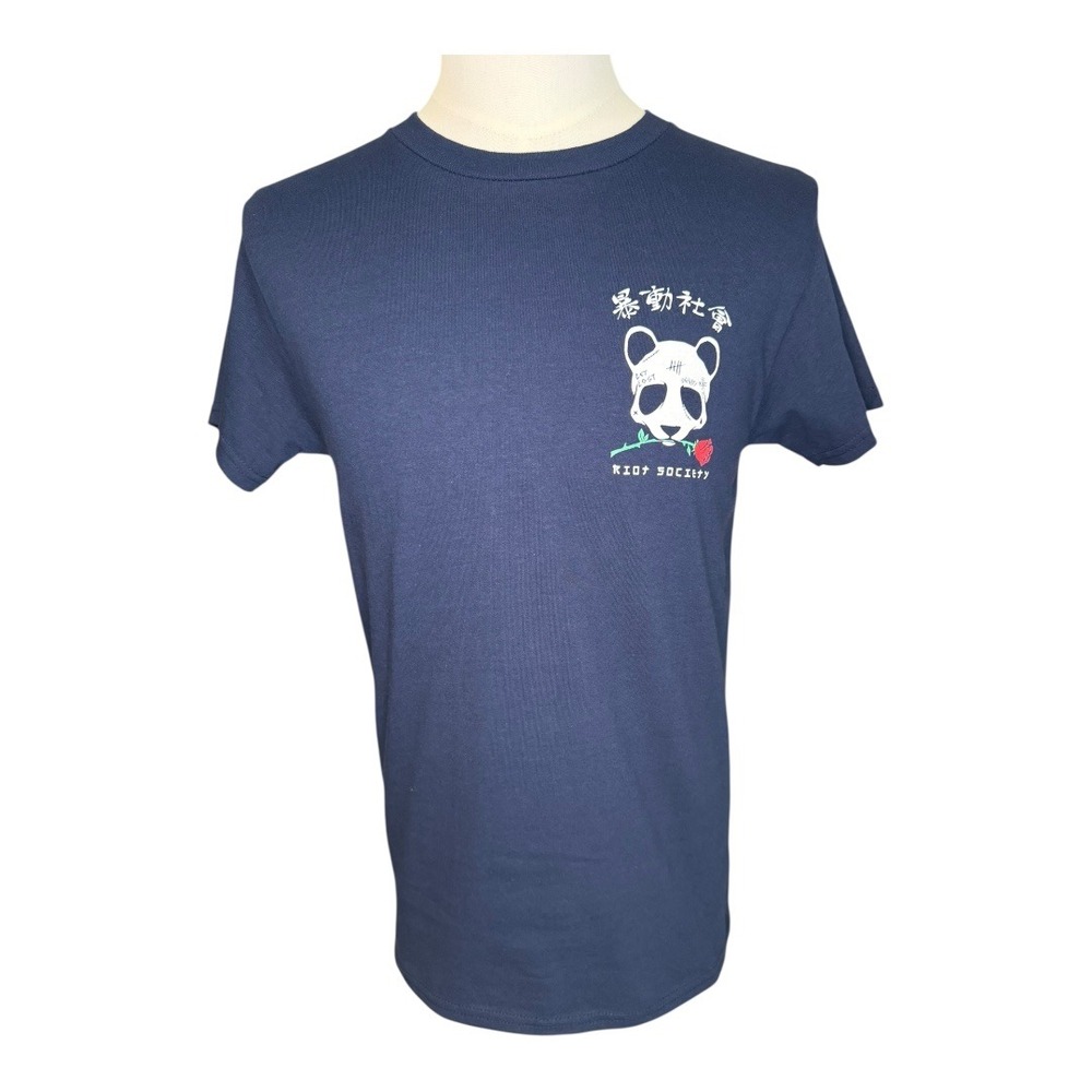 Riot Society Panda Rose Graphic Tee Crew Neck Short Sleeve T-Shirt‎ Small